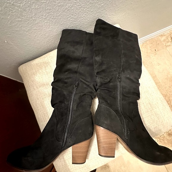 Merona By Target Women's Black Slouchy Block Heel Knee High Boots Size 9.5 - Picture 5 of 9
